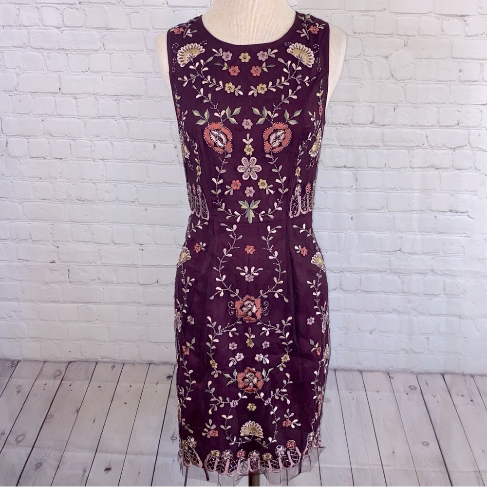 Anthropologie Ranna Gill Embroidered Dress Size 8